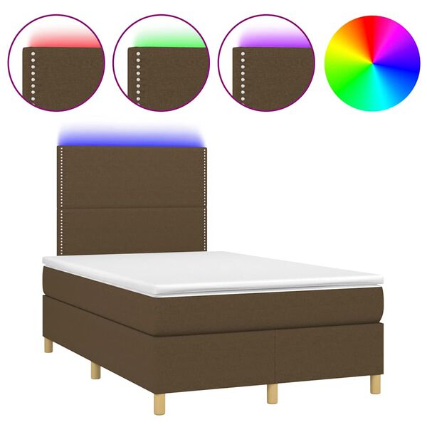vidaXL Sommier &agrave; lattes de lit matelas et LED marron fonc&eacute; 120x190 cm