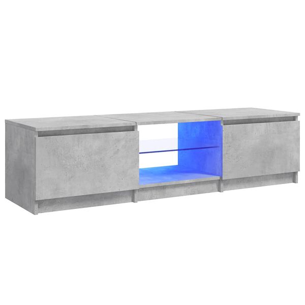 vidaXL Meuble TV avec lumi&egrave;res LED gris b&eacute;ton 140x40x36 cm