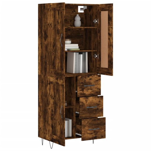 vidaXL Buffet haut Ch&ecirc;ne fum&eacute; 69,5x34x180 cm Bois d'ing&eacute;nierie