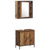 vidaXL Ensemble de mobilier de salle de bain avec &eacute;tag&egrave;re 3 pcs Marron