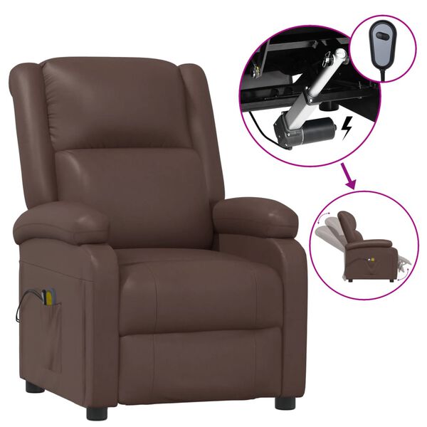 vidaXL Fauteuil de massage &eacute;lectrique Marron Similicuir