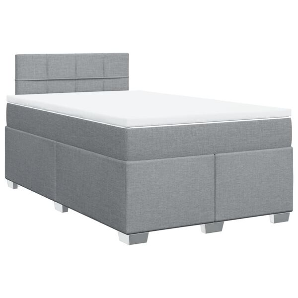 vidaXL Sommier &agrave; lattes de lit avec matelas Gris clair 120x200cm Tissu