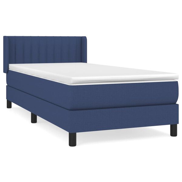 vidaXL Sommier &agrave; lattes de lit avec matelas Bleu 90x190 cm Tissu