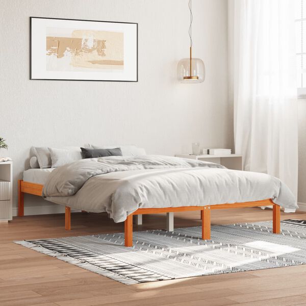 vidaXL Cadre de lit sans matelas cire marron 140x190cm bois pin massif