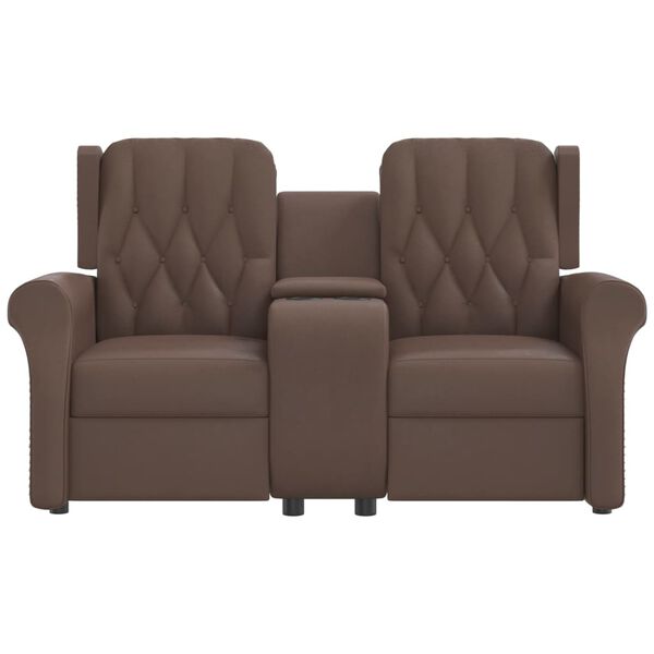 vidaXL Fauteuil inclinable porte-gobelets 2 places marron similicuir