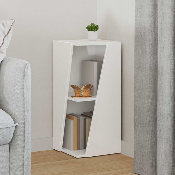 vidaXL &Eacute;tag&egrave;re lat&eacute;rale Blanc brillant 33 x 32 x 70,5 cm