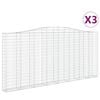 vidaXL Paniers &agrave; gabions arqu&eacute;s 3 pcs 400x30x180/200 cm Fer galvanis&eacute;
