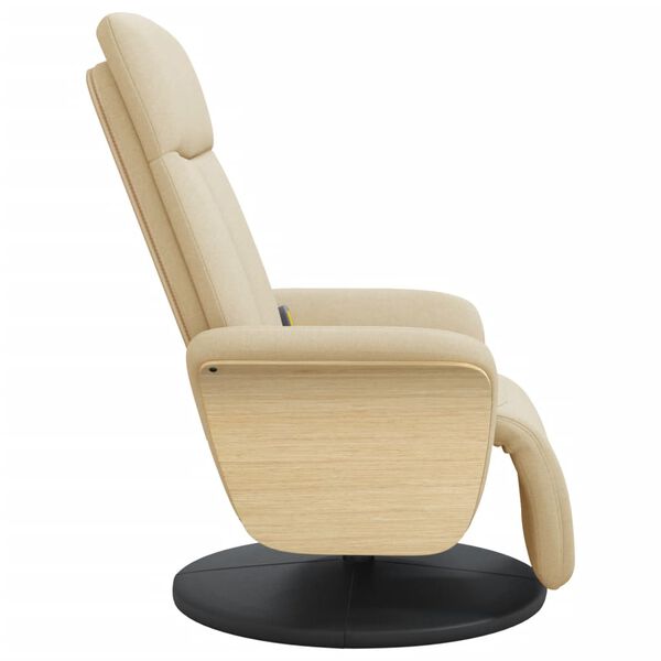 vidaXL Fauteuil inclinable de massage avec repose-pieds cr&egrave;me tissu