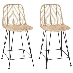 vidaXL Chaise de bar 2 pc Naturel 44,5 x 54,5 x 97,5 cm Rotin et m&eacute;tal