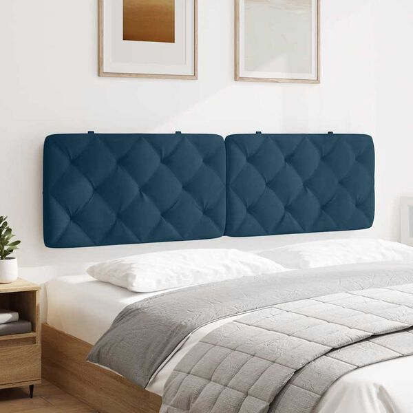 vidaXL Coussin de t&ecirc;te de lit bleu 180 cm velours