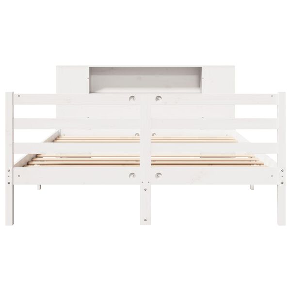 vidaXL Lit bibliothèque sans matelas blanc 140x200 cm bois pin massif
