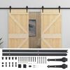 vidaXL Porte coulissante 2 pcs Naturel et noir Bois de pin massif