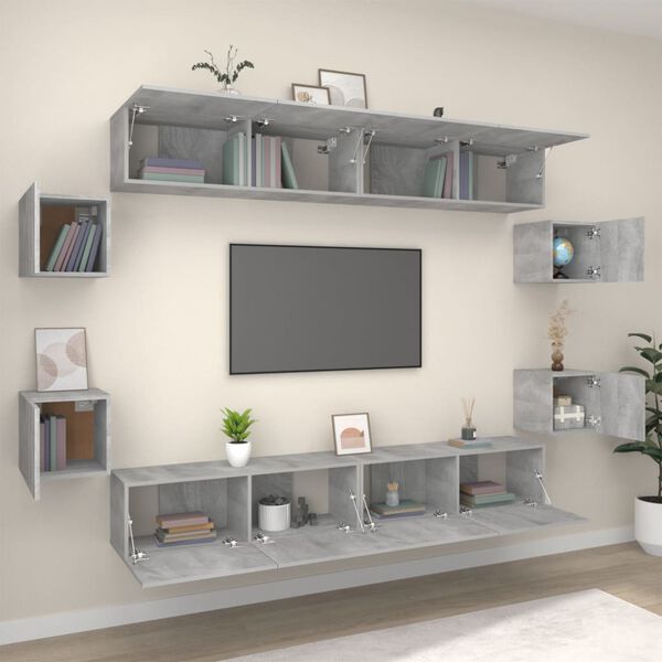 vidaXL Ensemble de meubles TV 8 pcs Sonoma gris Bois d'ing&eacute;nierie