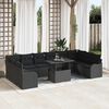 vidaXL Ensemble de canap&eacute; de jardin 11 pcs Noir Poly rotin