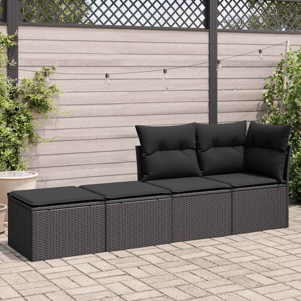 vidaXL Salon de jardin avec coussins 2 pcs noir résine tressée acacia