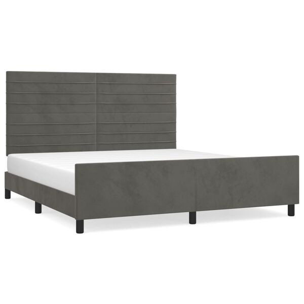 vidaXL Cadre de lit sans matelas gris fonc&eacute; 160x200 cm velours