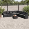 vidaXL Salon de jardin 10 pcs avec coussins noir r&eacute;sine tress&eacute;e