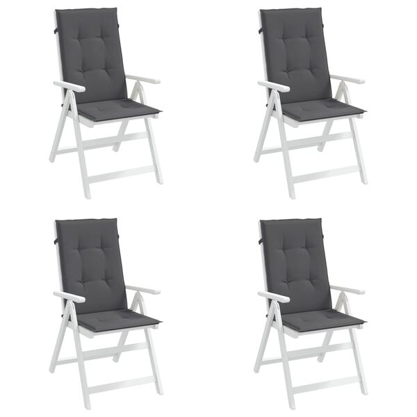 vidaXL Coussins de chaise de jardin &agrave; dossier haut lot de 4 anthracite