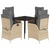 vidaXL Ensemble &agrave; manger de jardin avec coussins 5pcs Beige poly rotin