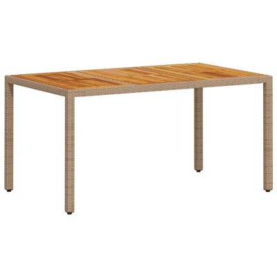 vidaXL Table de jardin beige 150x90x75 cm résine tressée bois d'acacia