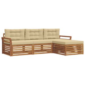 vidaXL Ensemble de canap&eacute;s d'ext&eacute;rieur 4 pc 3 place Naturel et Beige