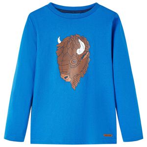 T-shirt enfants &agrave; manches longues bleu cobalt 116