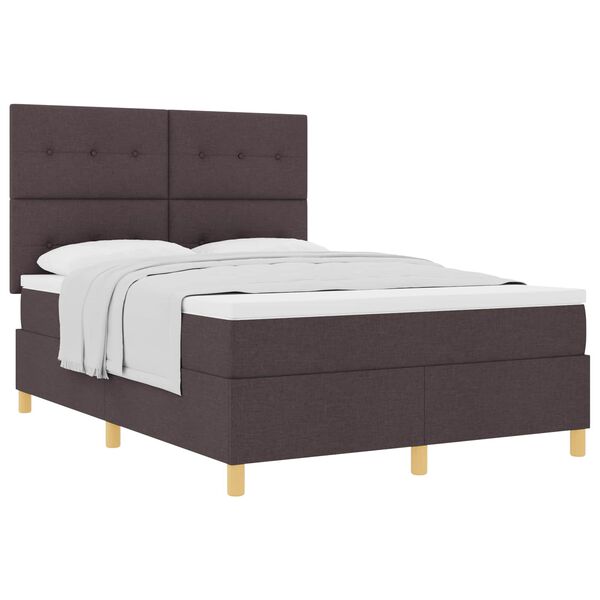 vidaXL Lit &agrave; ressorts avec matelas Marron fonc&eacute; 140 x 190 cm tissu