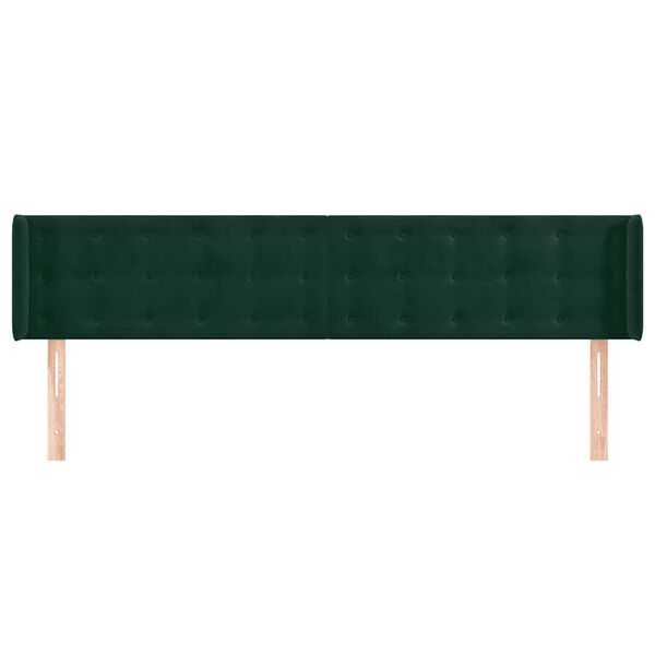 vidaXL T&ecirc;te de lit avec oreilles Vert fonc&eacute; 203x16x78/88 cm Velours