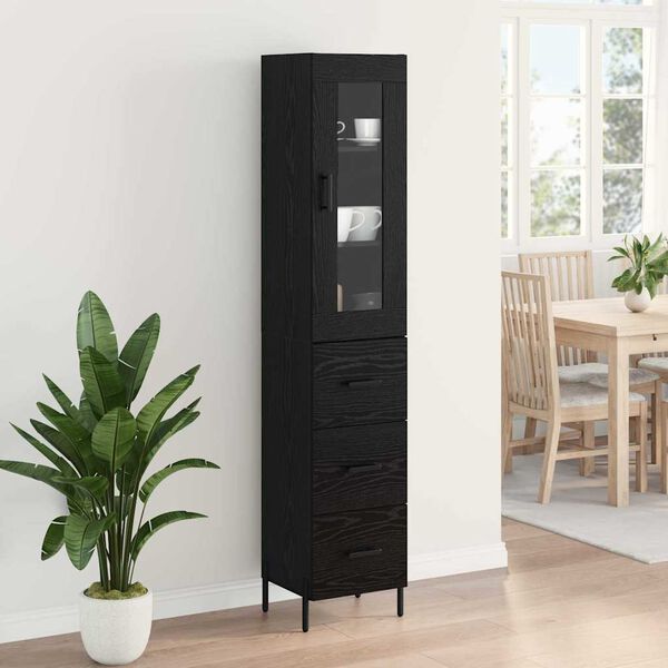 vidaXL Haut Armoire Ch&ecirc;ne noir 34,5 x 34 x 180 cm Bois d'ing&eacute;nierie