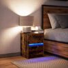 vidaXL Armoire de chevet et lumi&egrave;res LED ch&ecirc;ne fum&eacute; bois d'ing&eacute;nierie