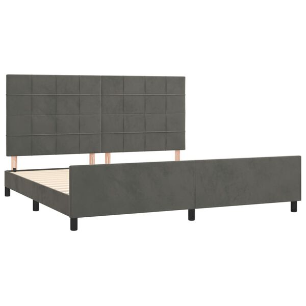 vidaXL Cadre de lit sans matelas gris fonc&eacute; 200x200 cm velours