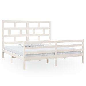 vidaXL Cadre de lit sans matelas blanc bois massif