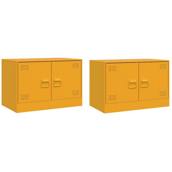 vidaXL Meubles TV 2 pcs jaune moutarde 67x39x44 cm acier