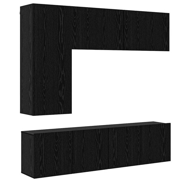 vidaXL Unit&eacute; murale de TV 5 pcs Ch&ecirc;ne noir Bois d'ing&eacute;nierie