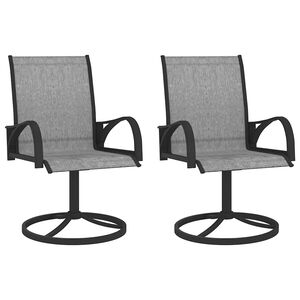 vidaXL Chaises pivotantes de jardin lot de 2 Textil&egrave;ne et acier Gris