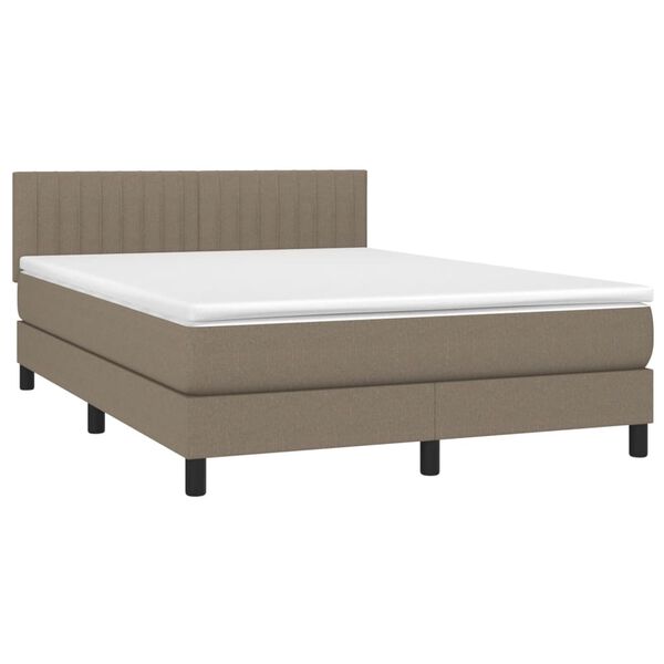 vidaXL Sommier &agrave; lattes de lit avec matelas Taupe 140x190 cm Tissu