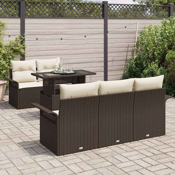 vidaXL Ensemble de canapé de jardin 6 pcs Marron Poly Rattan