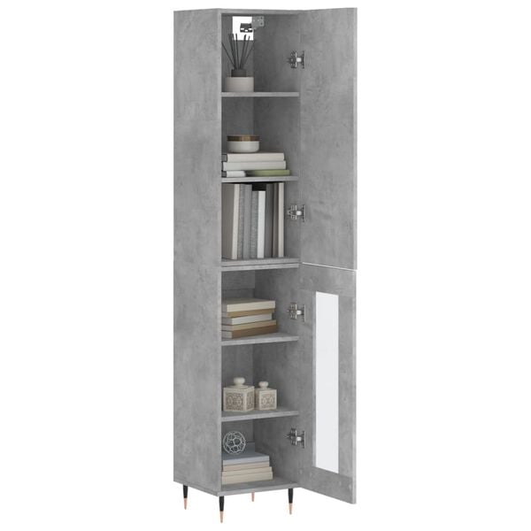 vidaXL Buffet haut Gris b&eacute;ton 34,5x34x180 cm Bois d'ing&eacute;nierie