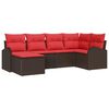 vidaXL Ensemble de Canap&eacute;s 6 pcs Marron et rouge polyrotin