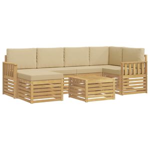 vidaXL Ensemble de canap&eacute;s d'ext&eacute;rieur 7 pc Blanc et Beige Polyester