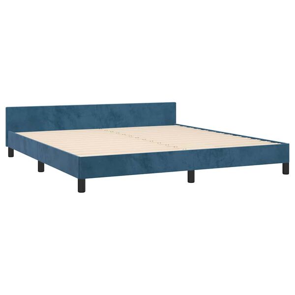vidaXL Cadre de lit sans matelas bleu fonc&eacute; 160x200 cm velours