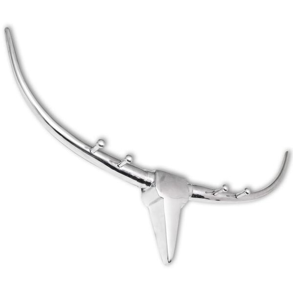 vidaXL D&eacute;coration de t&ecirc;te de taureau avec cheville Aluminium Argent&eacute;