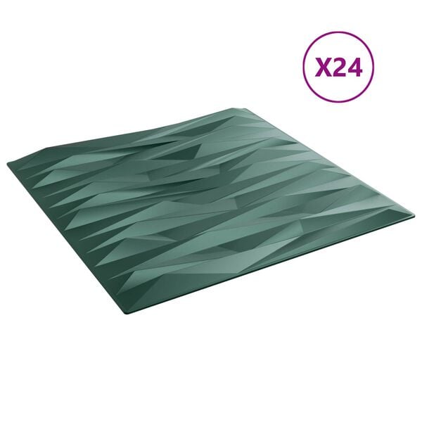 vidaXL Panneaux muraux 24 pcs Vert Pierre 50 x 50 cm Mousse XPS
