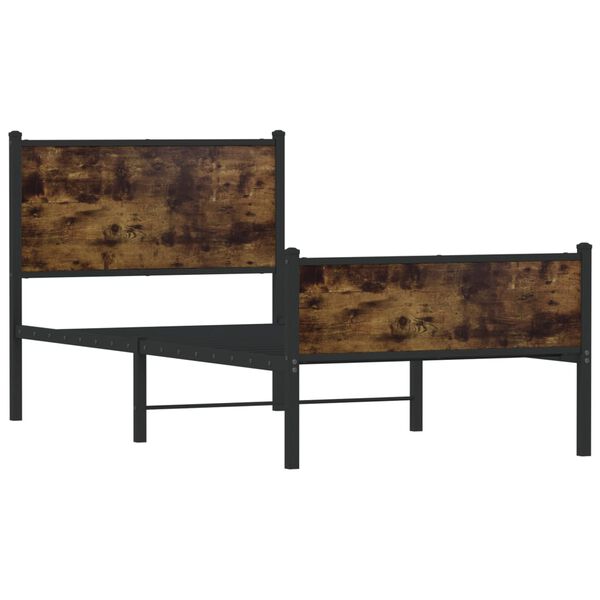 vidaXL Cadre de lit en métal sans matelas chêne fumé 90x190 cm