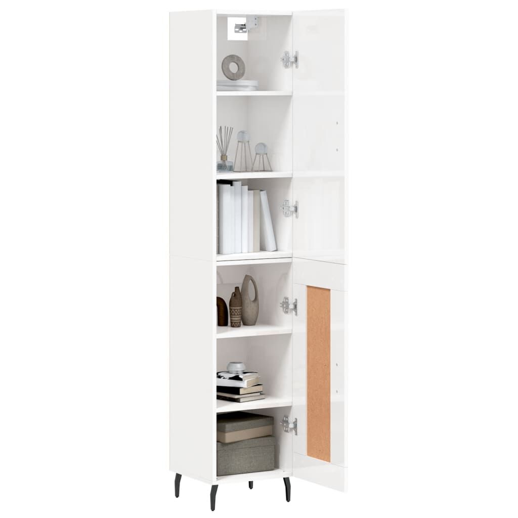 vidaXL Buffet haut Blanc brillant 34,5x34x180 cm Bois d'ingénierie