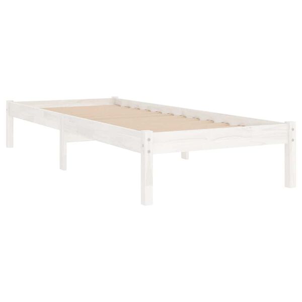 vidaXL Cadre de lit sans matelas blanc bois massif