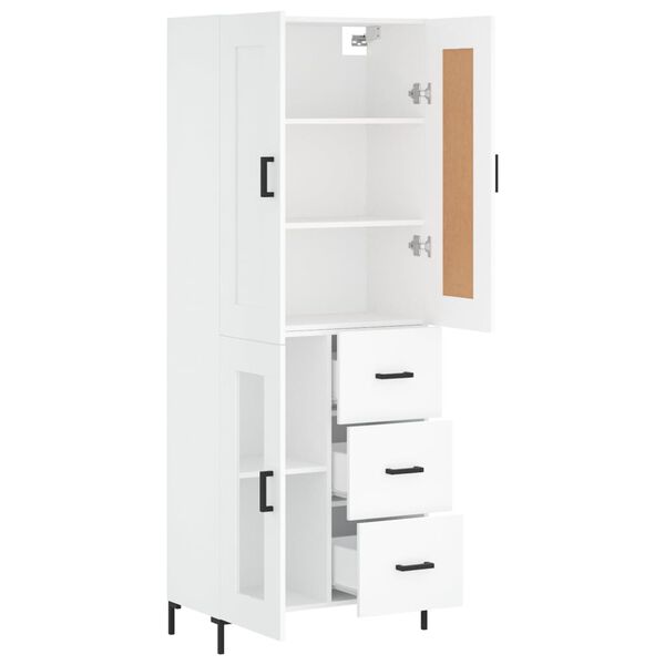 vidaXL Buffet haut Blanc 69,5x34x180 cm Bois d'ing&eacute;nierie