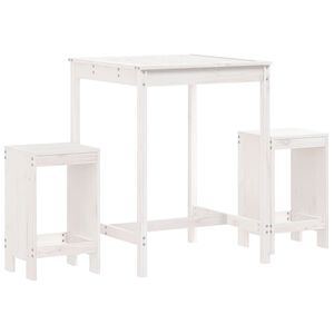 vidaXL Ensemble de bar de jardin 3 pcs blanc bois de pin massif