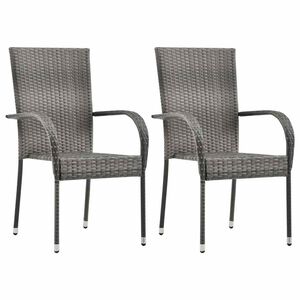 vidaXL Chaises empilables d'ext&eacute;rieur lot de 2 Gris R&eacute;sine tress&eacute;e