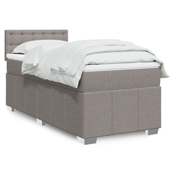 vidaXL Sommier &agrave; lattes de lit avec matelas Taupe 90x190 cm Tissu